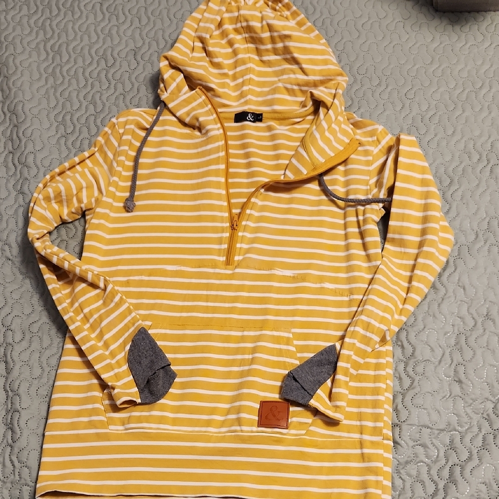 Yellow and White Striped Hoodie